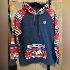 Hooey Hoodie w Geometric Tribal Pattern and vibrant colors.